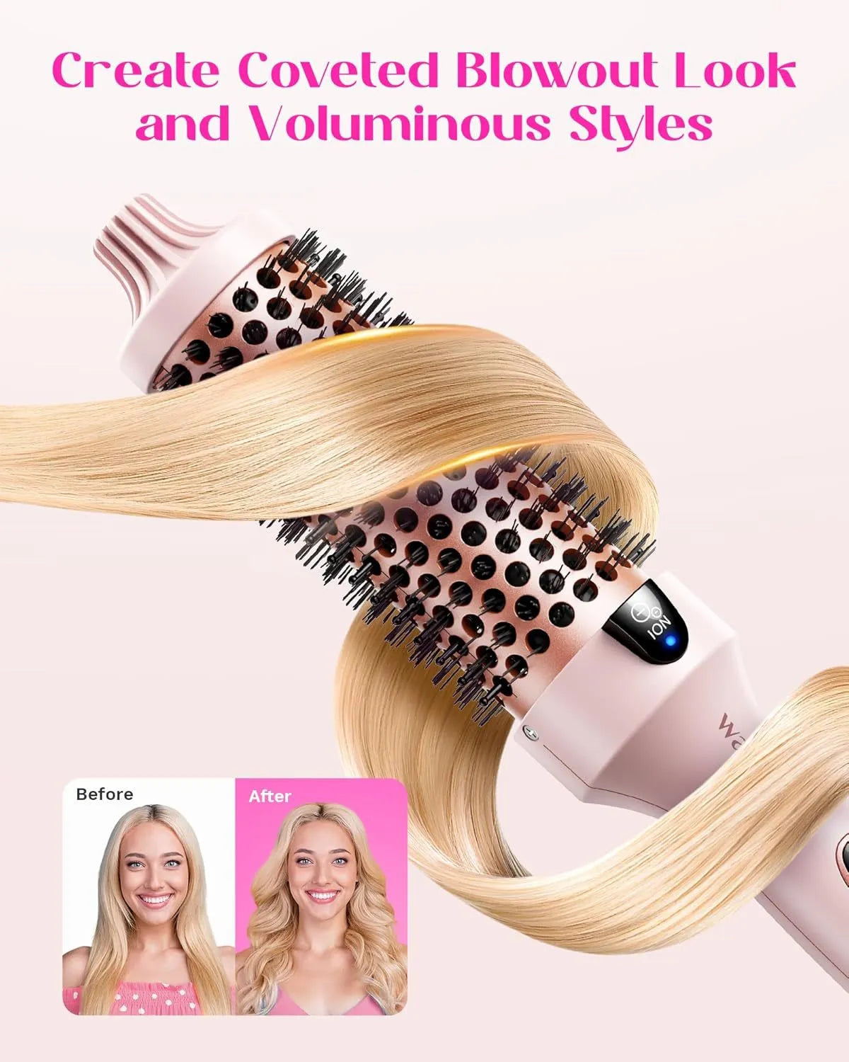 Blowout Boost Ionic Thermal Brush 1 1/2 Inch with LED Display, 300℉-420℉ for Different Hair Types