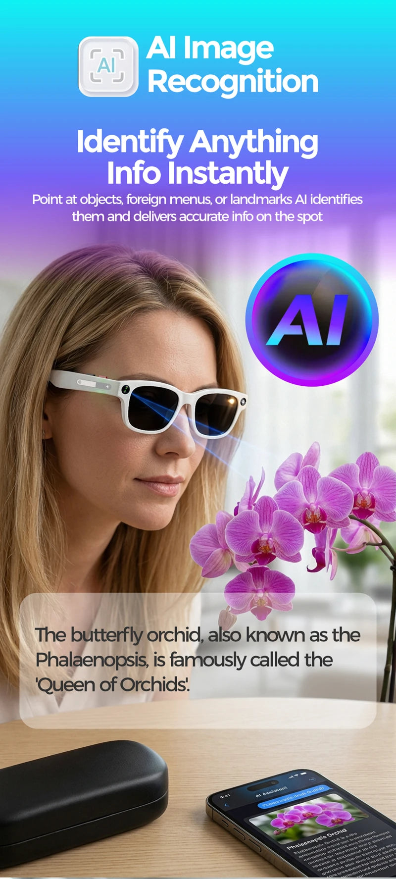800W HD AI Smart Bluetooth Glasses HD Shooting Waterproof Camera Photo Video Voice Call Translation AI Smart Cam Glasses 2026